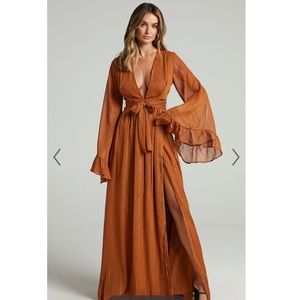 Showpo Dangerous Woman Maxi Dress in Rust- Size US6